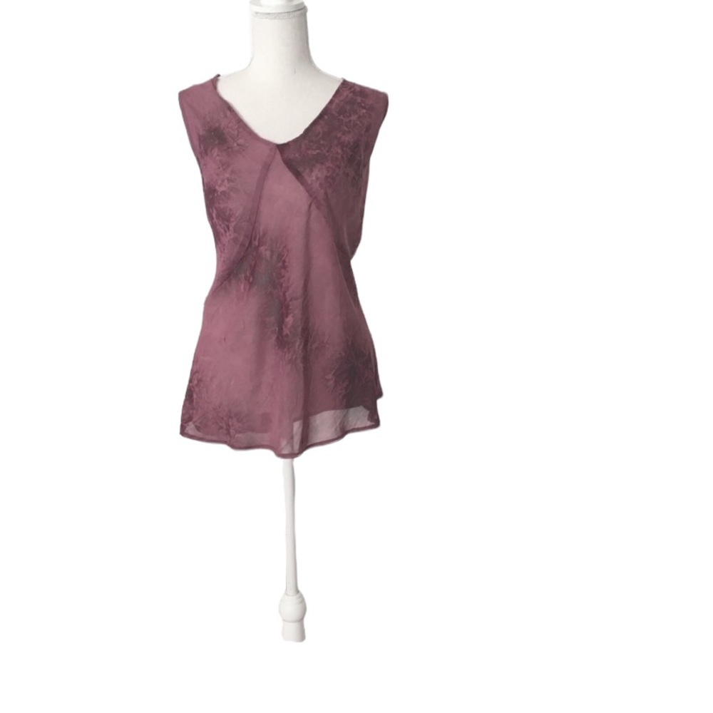 Cloz’s New York Purple Plum Sheer Blouse Top Size XL